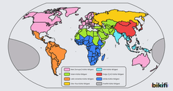 Dünya haritası üzerinde kültür bölgelerinin dağılımı
