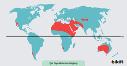 Serozyomlar (Çöl) topraklarının dünya üzerindeki dağılımı