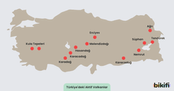 Türkiye'deki volkanik dağlar haritası